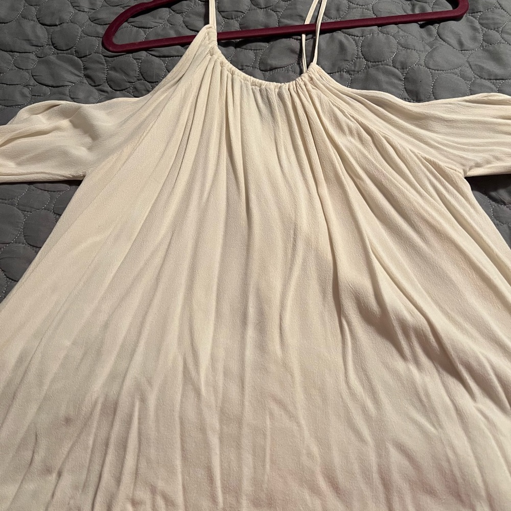 Size M spaghetti strap shoulder showing long sleeve shirt